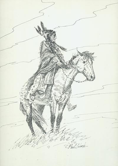 native indian on a horse print, Indian on a horse sketch, Native American on a horse sketch  for sale, black and sketch  print, horse sketch for sale, 