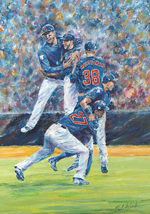 World Series, kris Bryant and Anthony Rizzo, Bryant and Rizzo, Chicago cubs World Series art, chicago cubs memorabilia, Rizzo and Bryant oil painting, 2016 World Series prints