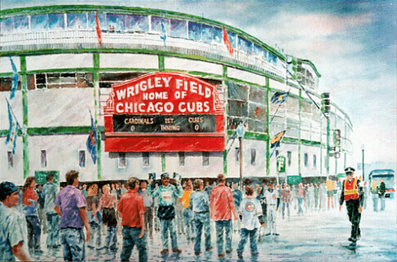 wrigley field watercolor print. Chicago Cubs wall art.  Chicago Cubs Art.  Wrigley Field wall art.